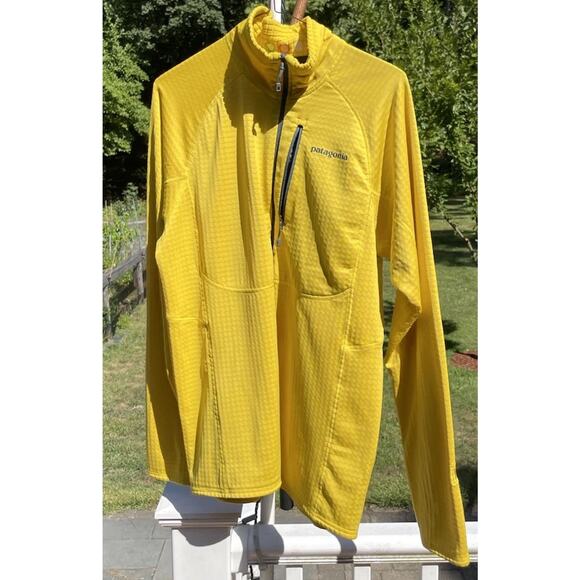 Patagonia R1 Regulator Fleece Pullover Men’s Medium Yellow Waffle Grid Hi-Vis - Picture 4 of 12